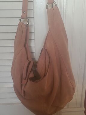 Free People  Roma Suede Hobo Shoulder Bag - Dusty Pink ..like New